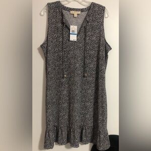 MICHAEL Michael Kors Black/White FLORAL Jersey DRESS Sleeveless Easycare NWT